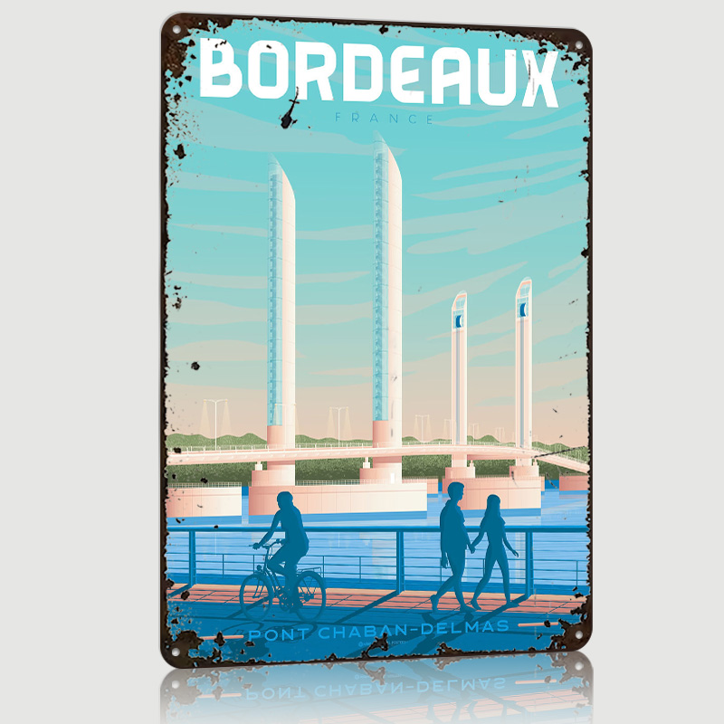 Retro Gaming France - Bordeaux Francja Metalowy Plakat Personalizowana Dekoracja