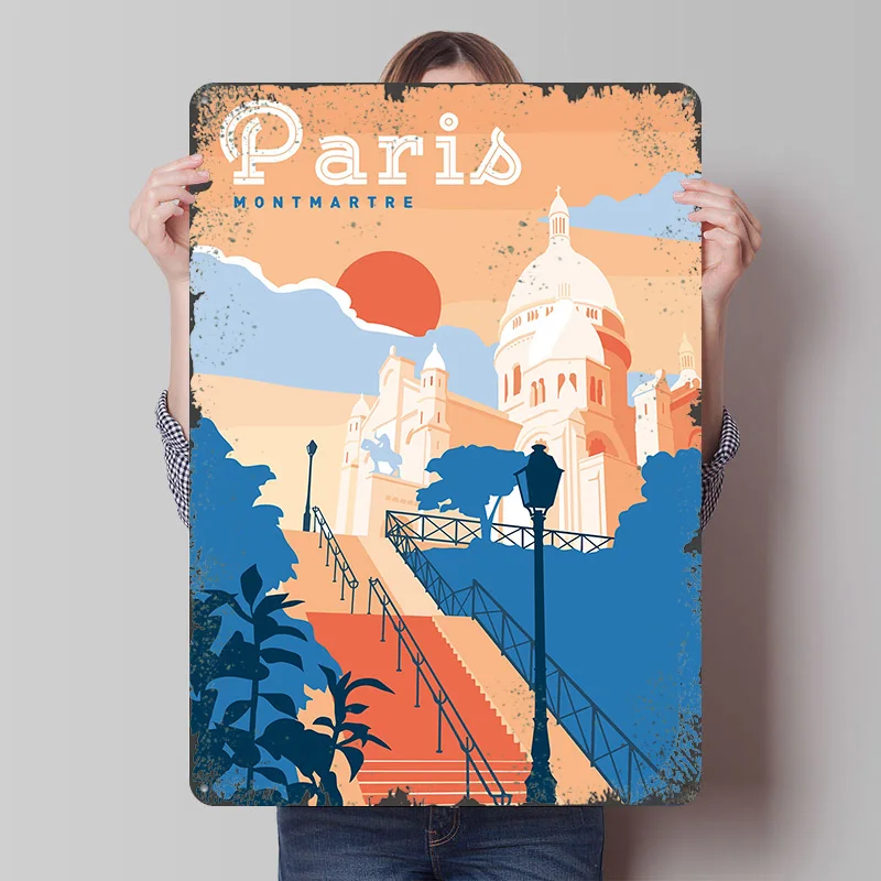 Retro Gaming Paris - Paryż Montmartre Podróżniczy Plakat z Nadrukiem