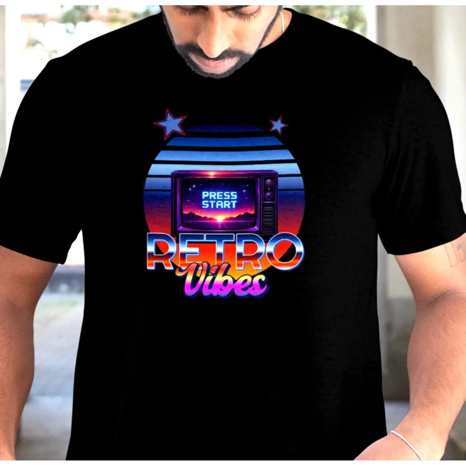 Retro Gaming Vibe - Koszulka Retro Gaming Neonowa Lata 80.