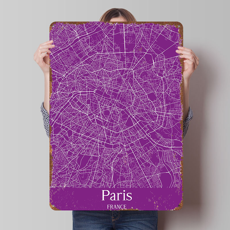 Retro Gaming Paris - Mapa Paryża Drukowana na Plakacie, Personalizowane