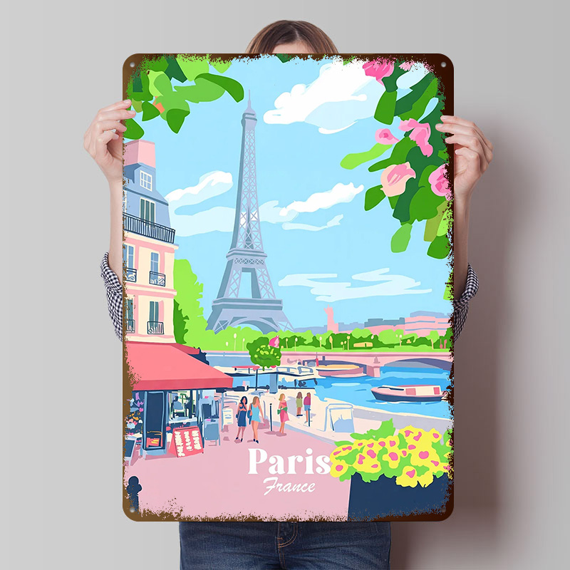 Retro Gaming France - Paryż Francja Plakat Personalizowane Metalowe Tabliczki