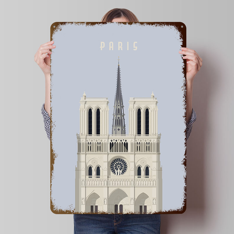 Retro Gaming Paris - Plakat z blaszki z motywem Paryża,