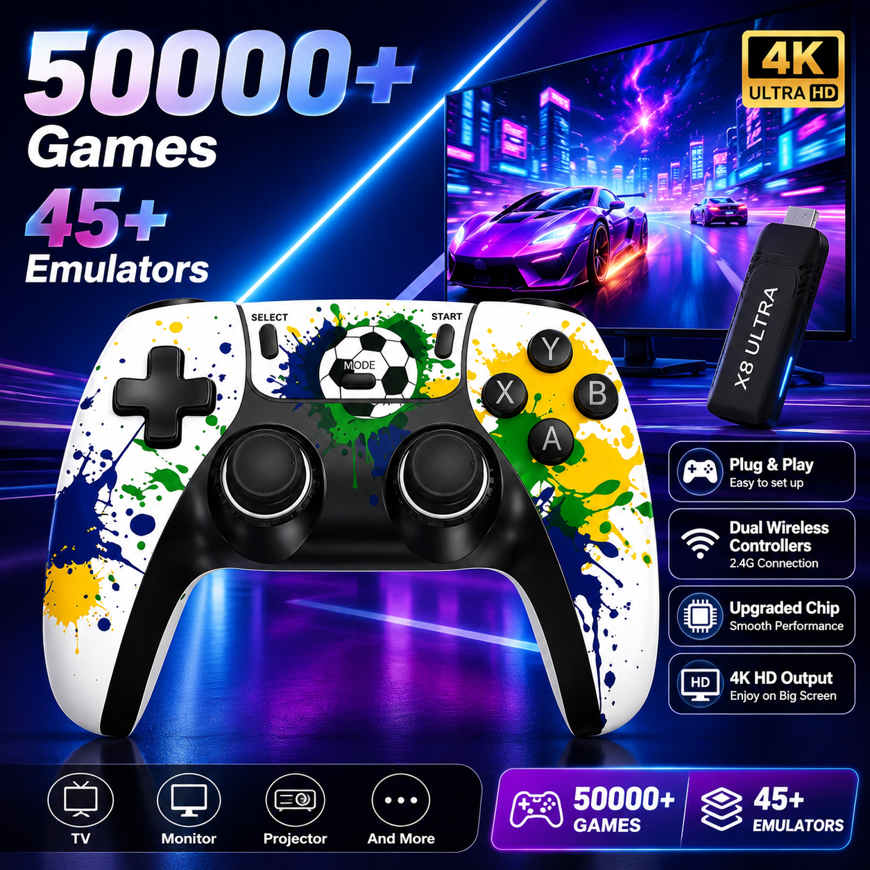 Retro Gaming Emulator - Konsola do gier X8 Ultra Football