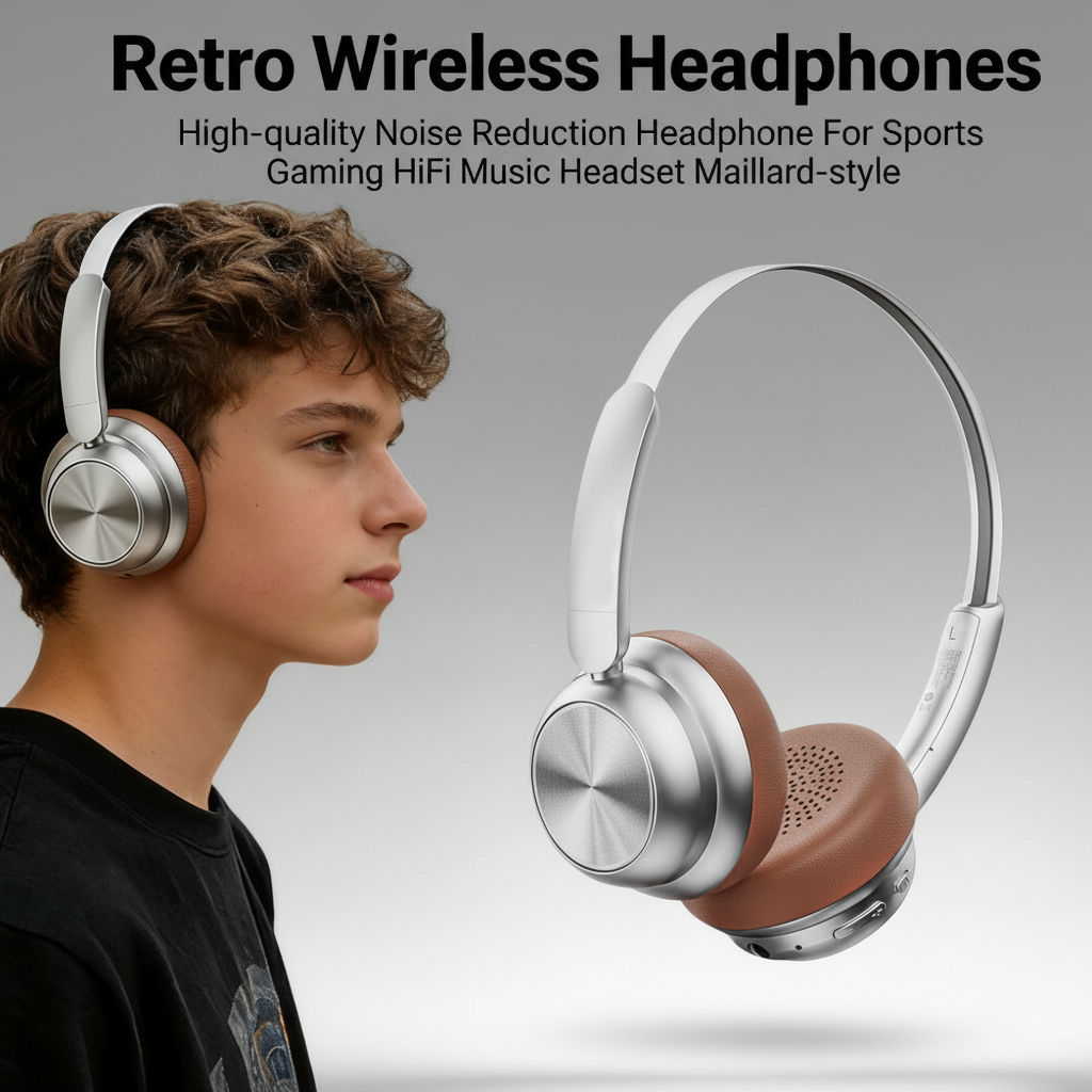 Retro Gaming Headset - Bezprzewodowe słuchawki retro, wysokiej jakości słuchawki