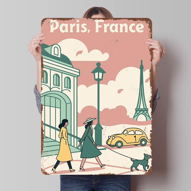 Retro Gaming France - Paryż Francja Podróże Drukowany Plakat Personalizowany